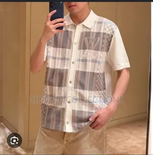 Louis Vuitton Buttons Down Check Shorts Sleeve Shirt