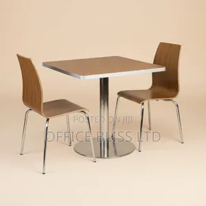 Square Pedestal Café Table and Bentwood Stack Café Chair Set