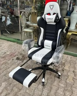 Premium Gaming Chair With Footrest ( Black X White)