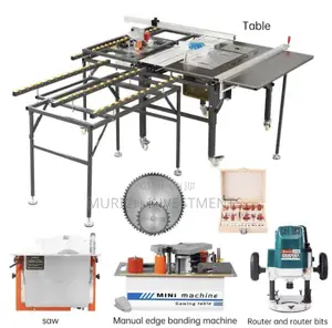 5pcs Woodworking Machine Sliding Table Saw, Edge Bander Router Combo