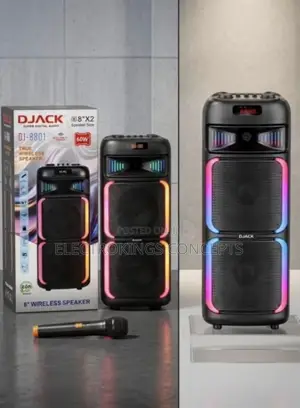 Djack Dual 8" Boombass Portable Party Speaker With Wireless Microphone