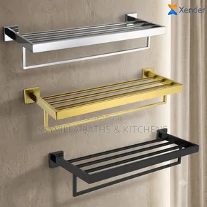 Modern 2-Tier Bathroom Towel Rack With Shelf Hanging Bar –