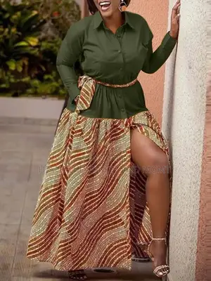 Long Sleeve Belted Maxi Gown