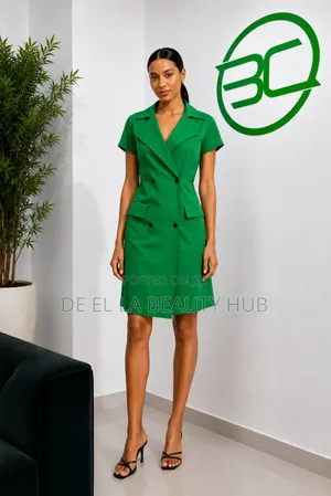 Green Double-Breasted Shirt Dress