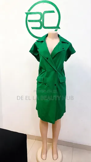 Green Double-Breasted Shirt Dress