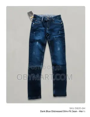 Dark Blue Distressed Slim Fit Kids Jean