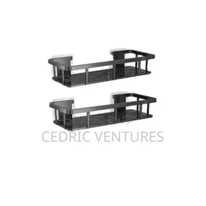 2pcs Wall-Mounted Adhesive Plastic Bathroom Storage Rack