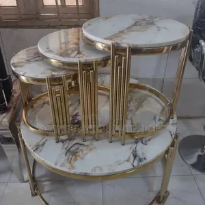 Marble Top Center Table With Sets of Side Stool