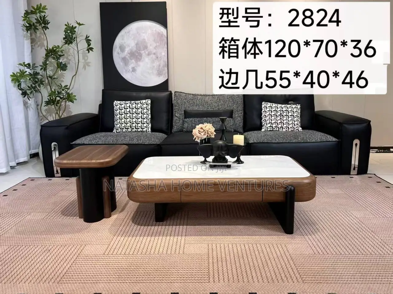 Solid Walnut Wood Coffee Table Side Table Set