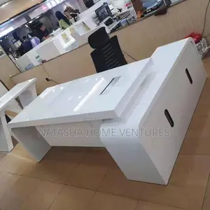 Futuristic Gloss White L-Shaped Office Desk