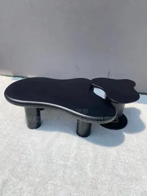 Organic Biomorphic Black Coffee Table With Side Perch