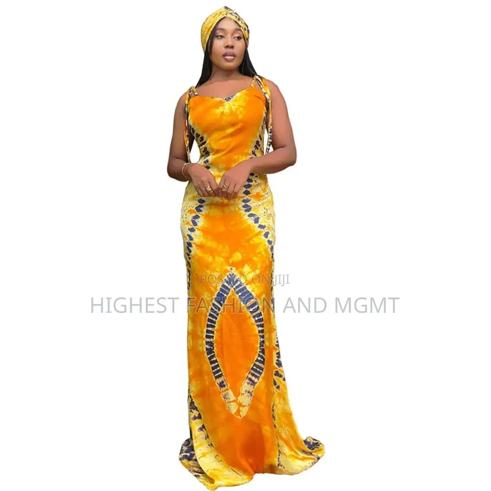 Adire Sleeveless Long Gown