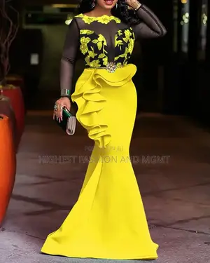 Long Sleeve Ruffles Fishtail Dress