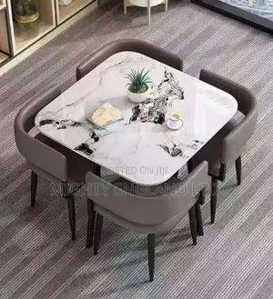 Cube Elite Dining Set Features a White Faux-Marble Tabletop