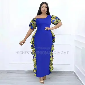 Off Shoulder Puff Sleeve Ankara Dress