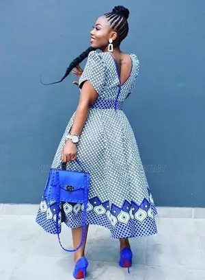 Round Neck Short Sleeve Ankara Dress