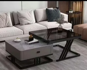 Twin Center Table, a Modern Design One Square Table With Marble Top
