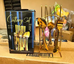 24pcs Gold Cutlery Set With Stand