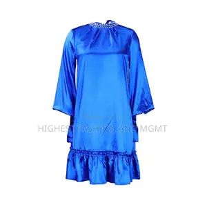 Knee-Length Long Sleeve Beading Collar Evening Gown