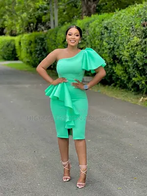 One Shoulder High Waist Ruffles Peplum Bodycon Dress