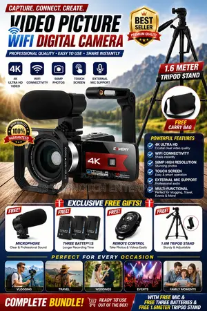 Capture Life in Stunning Camera With 3 Free Batteries 1.6m Tripod