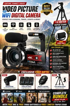Record Longer, Create More With Camera– Free 3 Batteries Tripod