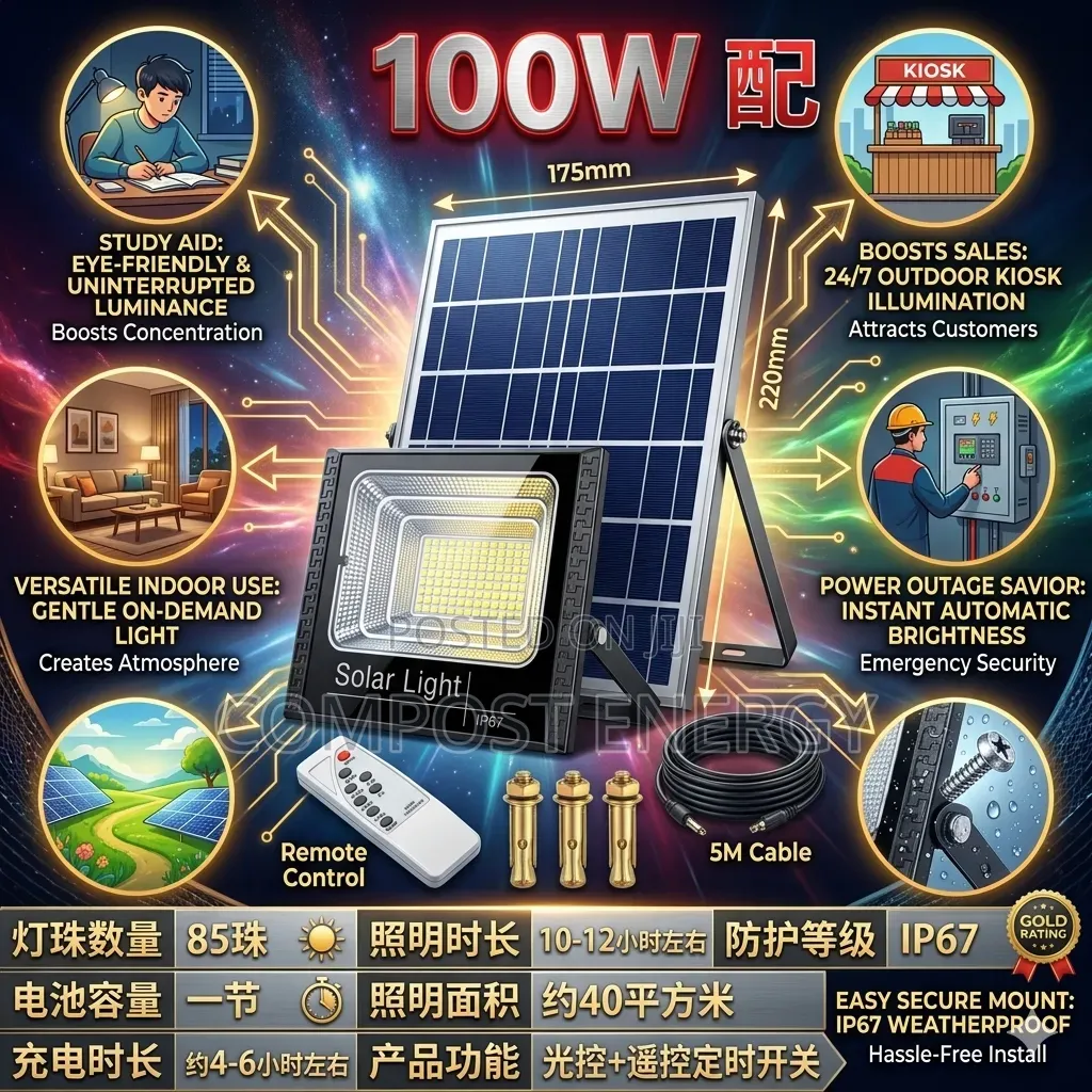 Solar Flood Light 100w With Panel