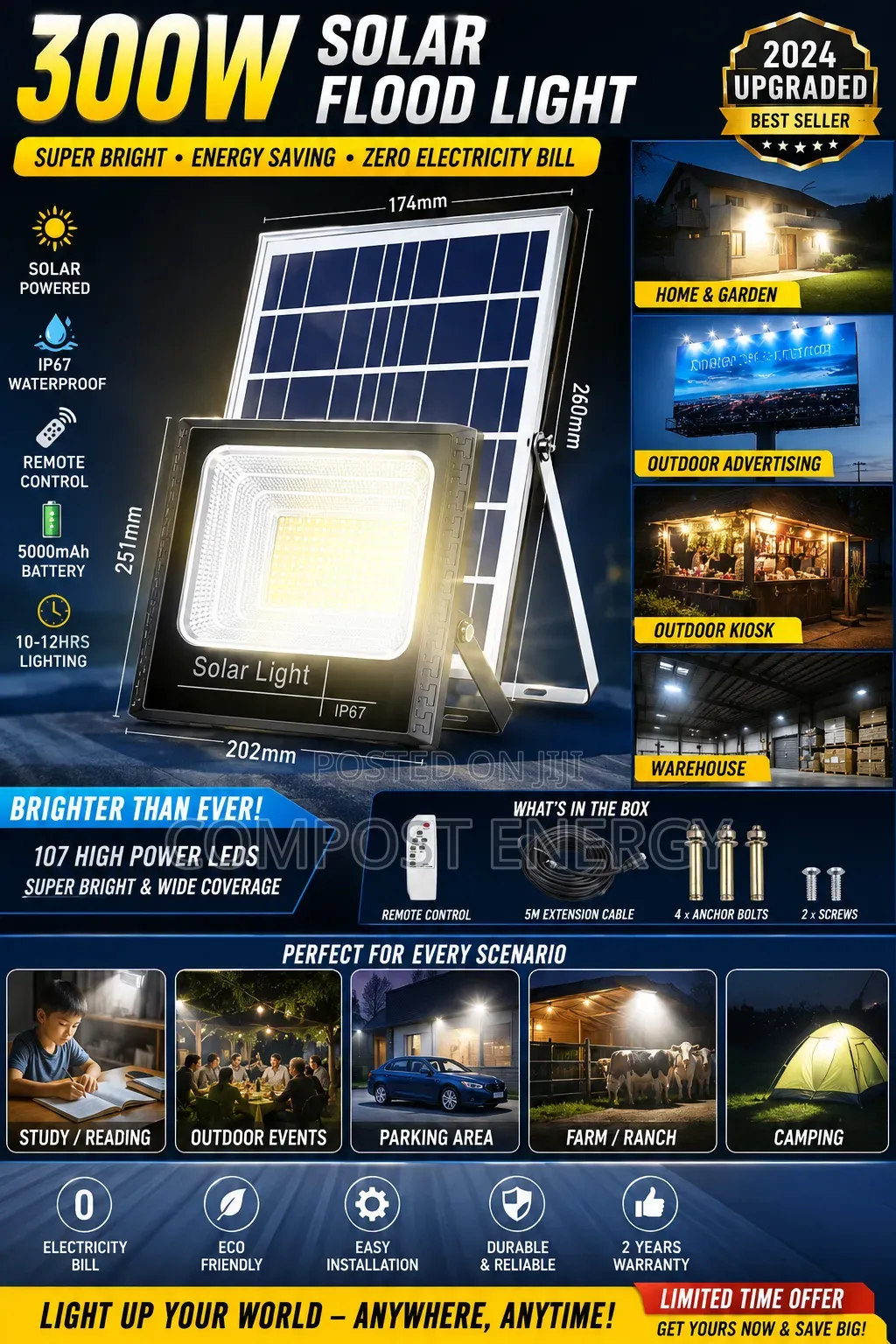 300w Solar Flood Light