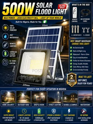 500w Solar Flood Light With Panel