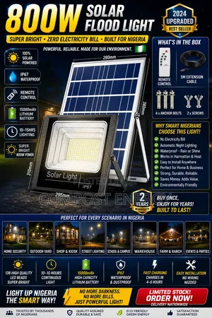 800w Solar Floodlight With External Panel