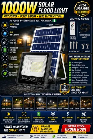 1000w Solar Flood Light With External Panel