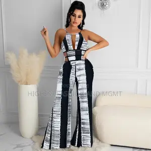 African Chiffon V’Neck Jumpsuit
