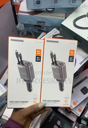Porodo 111w Car Charger ( Lightning Usb-C )