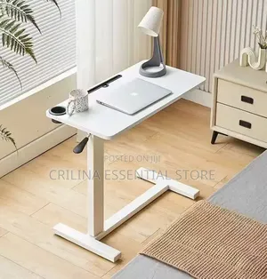Mobile Adjustable Laptop Table With Lever (With Hidden Wheels)