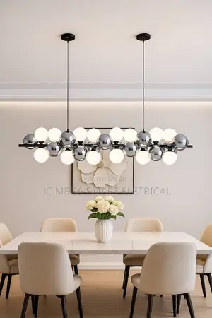 Glass Globe Sputnik Chandelier, Modern Pendant Light Fixture Over