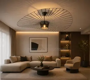 French Designer Straw Hat Chandelier Shop Living Room Restaurant Home