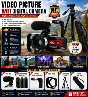 Don't Miss This Deal Video Camera – Free Tripod Free 3 Batteries
