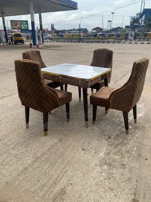 Brand New Curved HDF Faux Marble Dinning Set