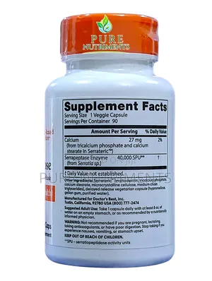 Doctor’S Best Serrapeptase 40,000 Spu 90 Veg Caps_ Sinus Health Pain