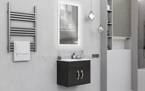 57*43 Matt Black Cabinet With Led Mirror
