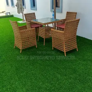 Brown Outdoor Set With Red Cushions