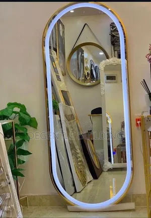 Luxury Full-Lengt Ledarch Mirror With Gold Frame Standing/Wall Mounted
