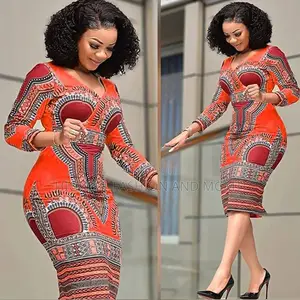 Dashiki v-Neck Bodycon Dress