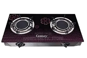 Century CGS-201-B 2 Burner Glass Tabletop Gas Cooker