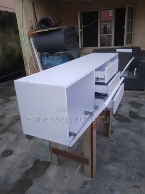 White Tv Console With Drawers and Two Doors