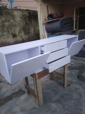 White Tv Console With Drawers and Two Doors