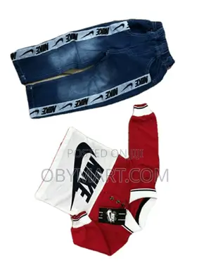 Nike Red White Striped Shirt With Blue Jean for Boys