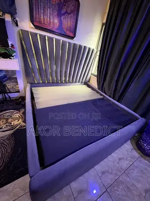 Luxury Velvet Bed Frame With Led Headboard – Used