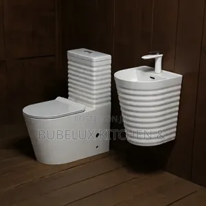 Designer Ribbed Ceramic Wc + Floating Sink Combo - Brand New*