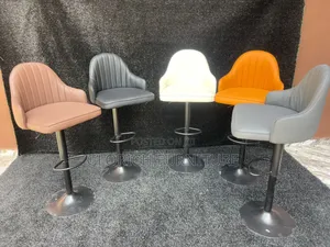 Swivel Bar Stool – Ribbed Leatherette Armchair With Pedestal Base